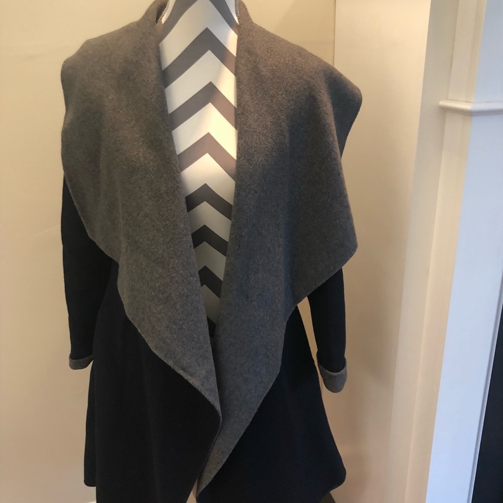 DVF Double Face (reversible) Black/Gray Wool Coat